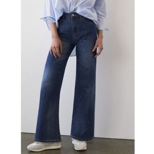 Anthropologie Pilcro Annie high rise wide leg jeans splatter 28